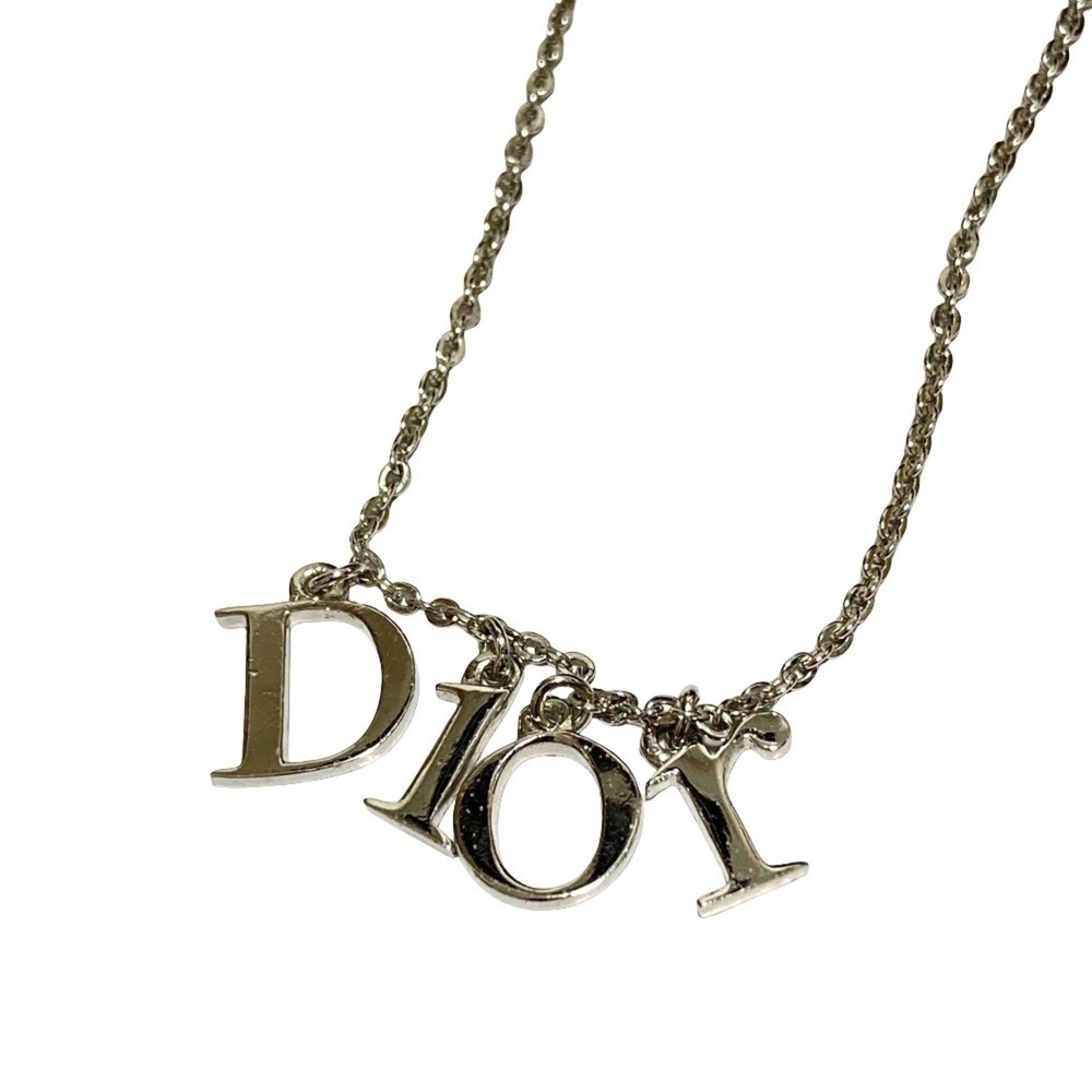Christian Dior Logo Chain Choker Necklace, Silver Color, Women's